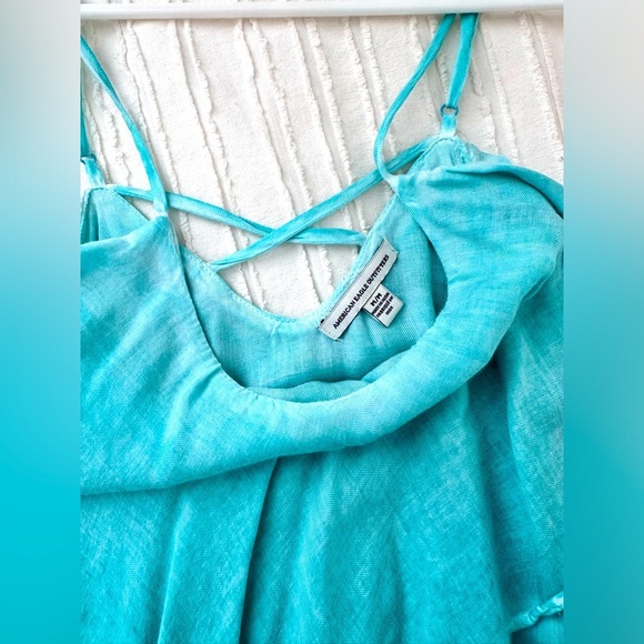 American Eagle Blue Ruffle Tank Sz. M - Picture 3 of 5